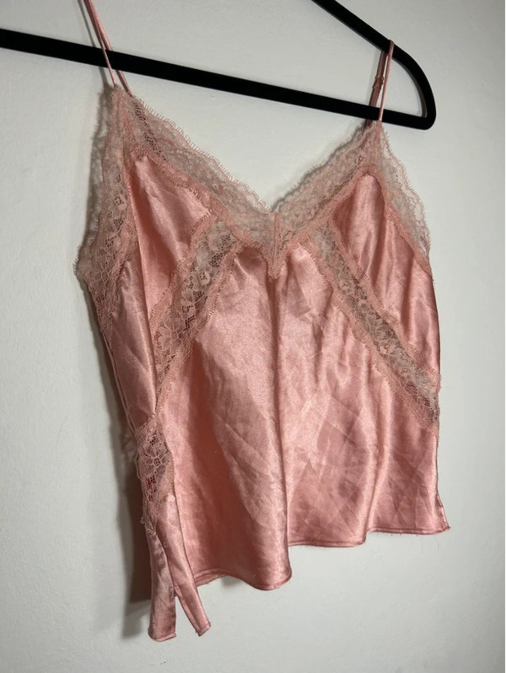 Y2K Victoria’s Secret Pink Satin Lace Trim Cami Tank Top
